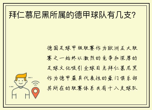 拜仁慕尼黑所属的德甲球队有几支？
